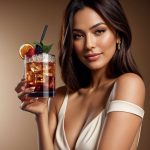 modelo tomando cocktail Sherry Cobbler