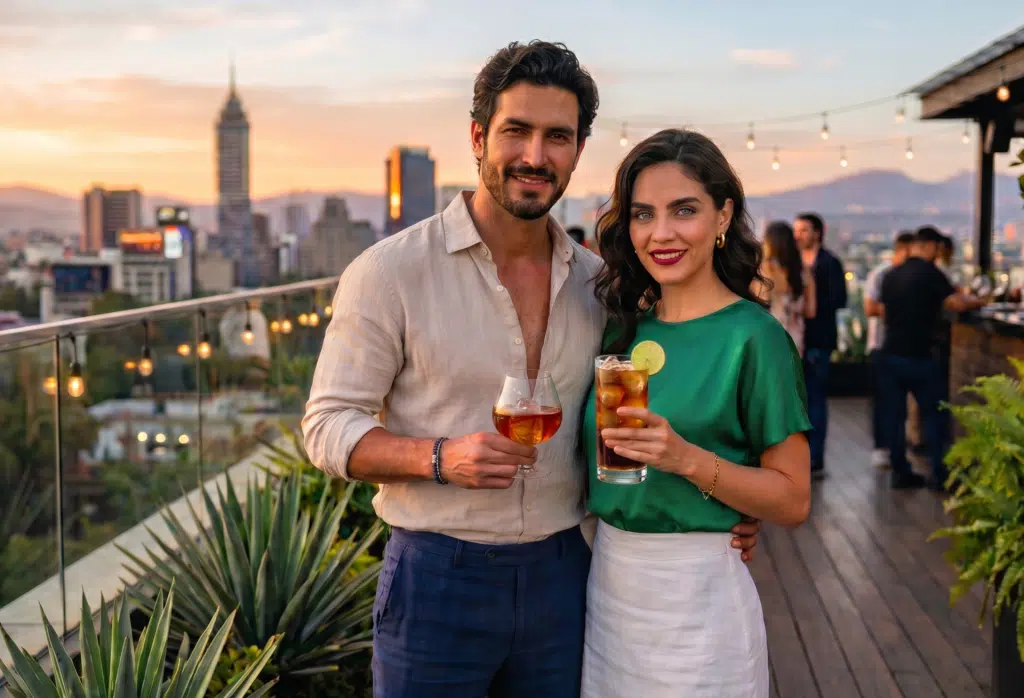 tomando brandy en un rooftop tomando brandy en rooftop en CDMX