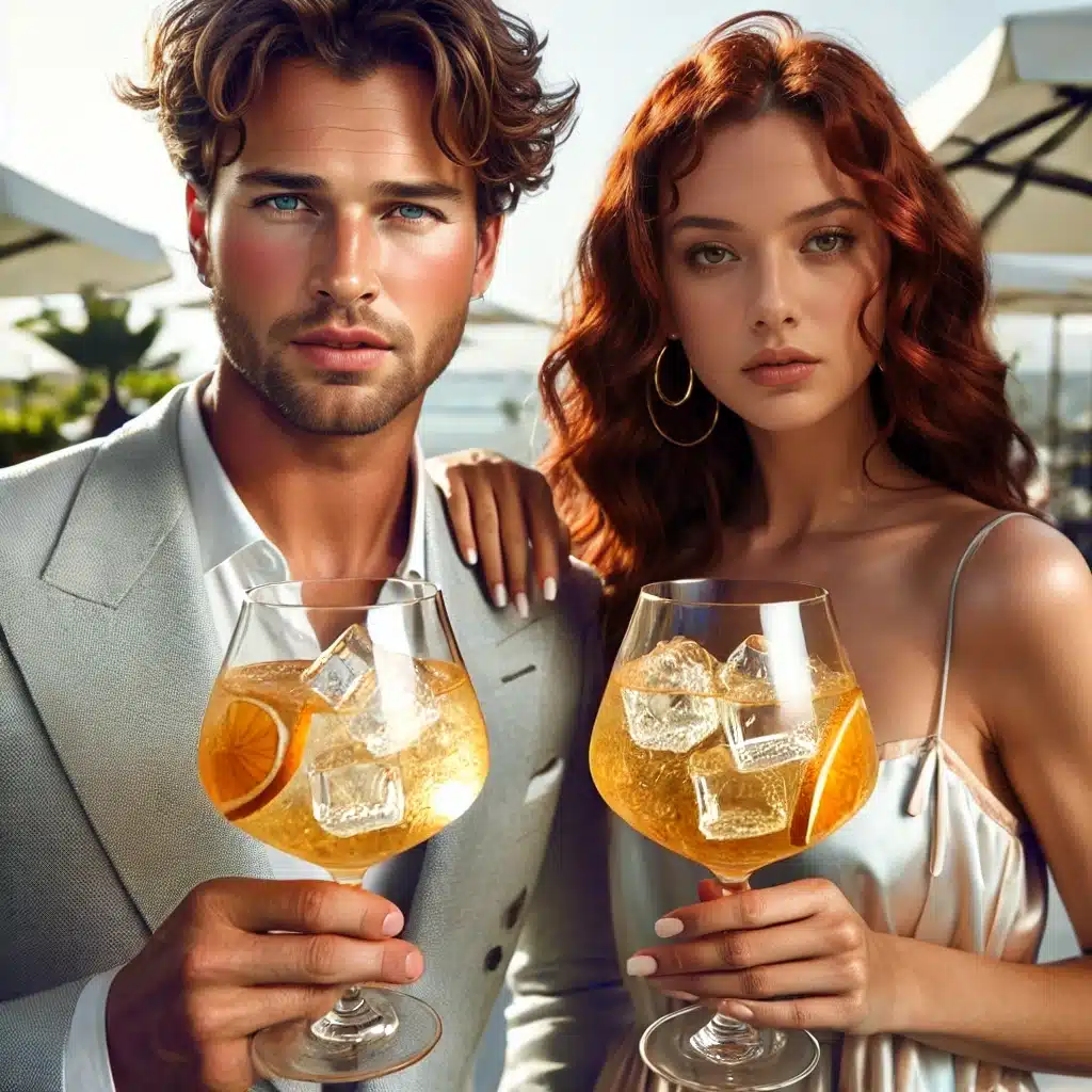 Dos jovenes disfrutando un coctel París de Día