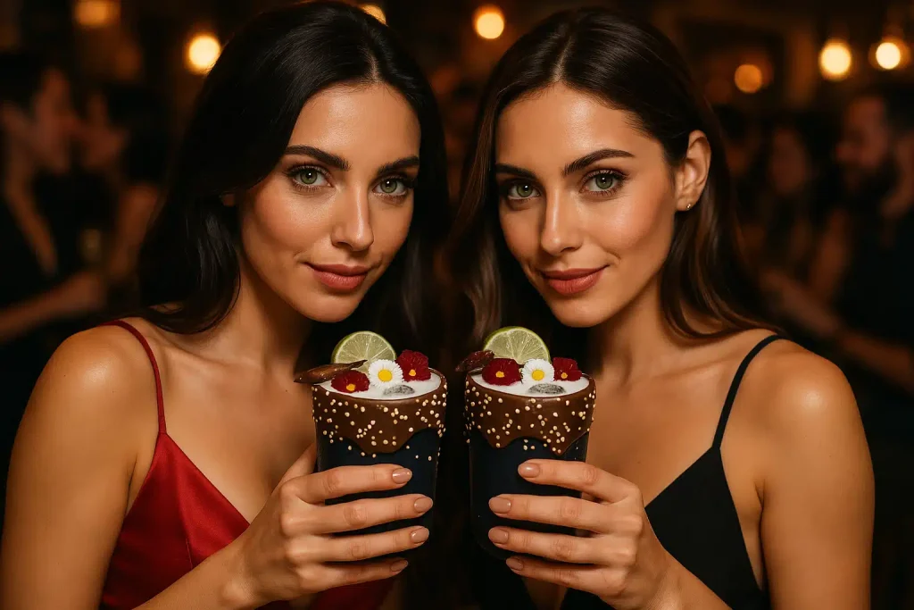 jovenes tomando coctel mole en un speakeasy bar