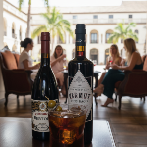 consumiendo vermut al aire libre.