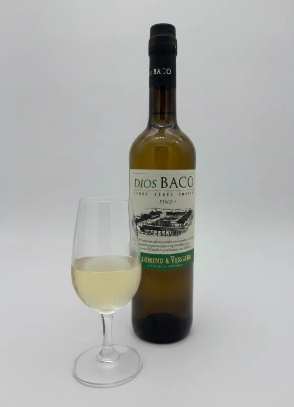 Fino Dios Baco y copa de fino